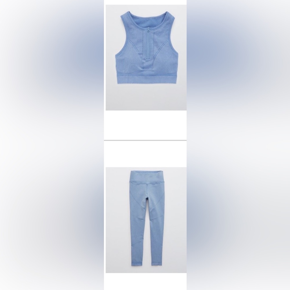 Aerie workout set seamless light blue matching set